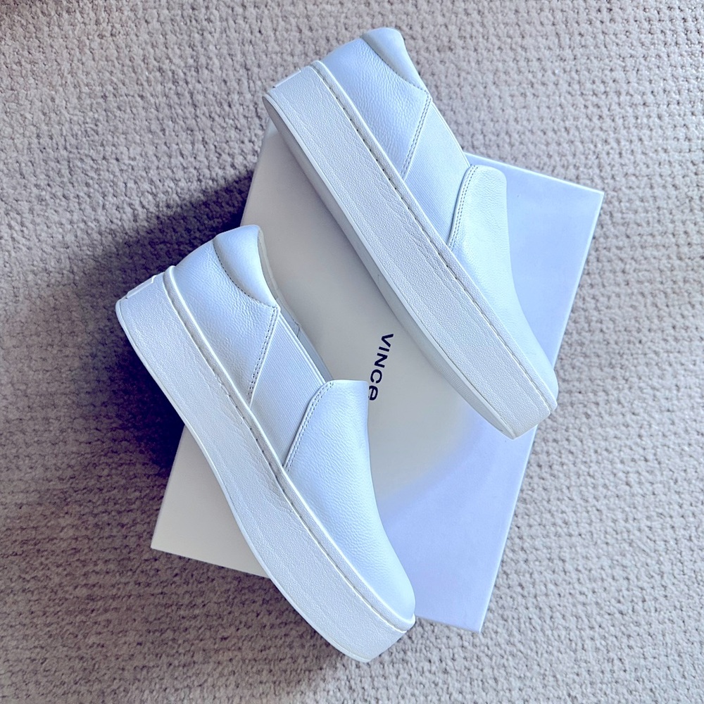 NEW Vince white leather platform sneakers for women - Picture 7 of 10